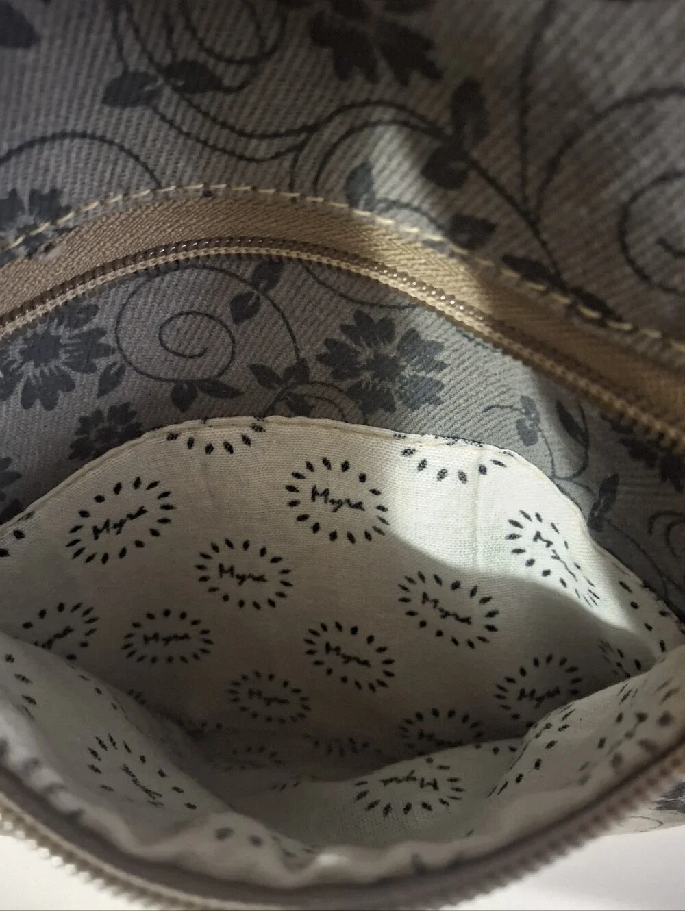 Myra Brown Floral Canvas Crossbody Bag